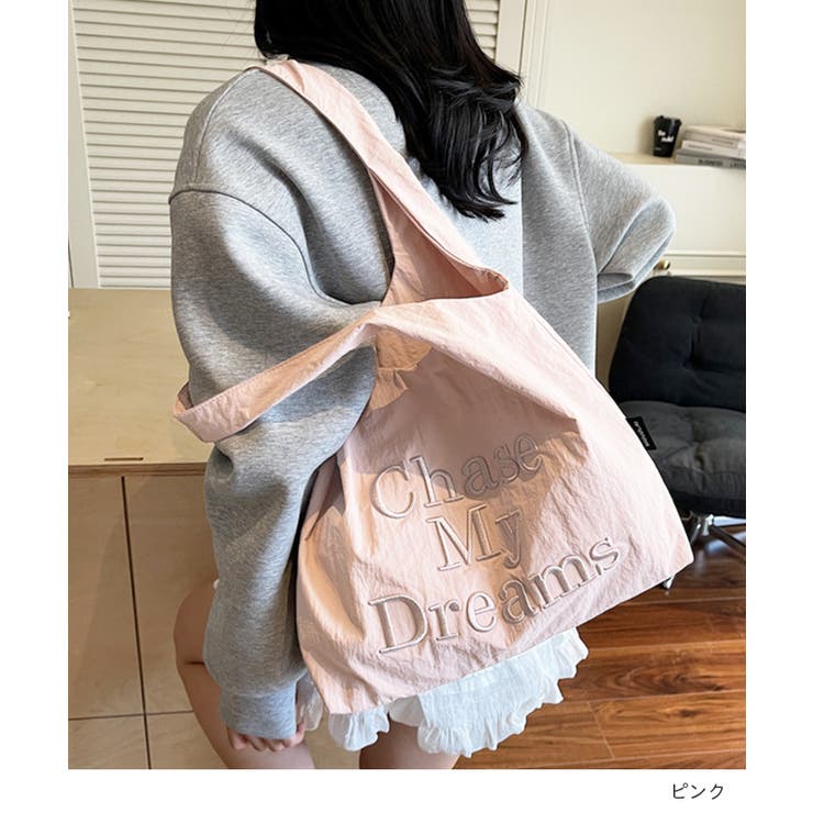 可愛さも実用性も。ナイロンロゴ刺繍トートバッグ | futier land | 詳細画像6 