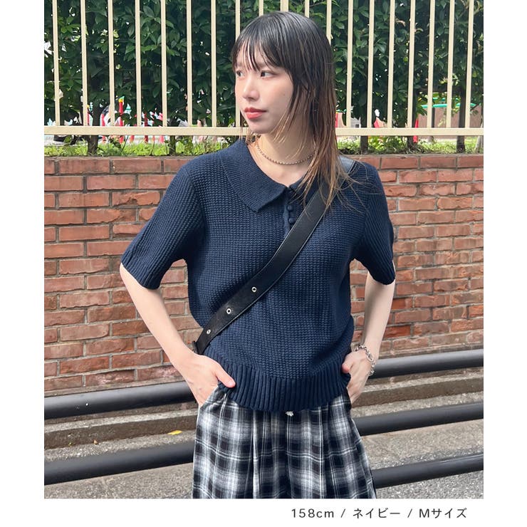 《ABYSアビス》ほんのり甘さをプラス。半袖ポロニット | futier land | 詳細画像5 