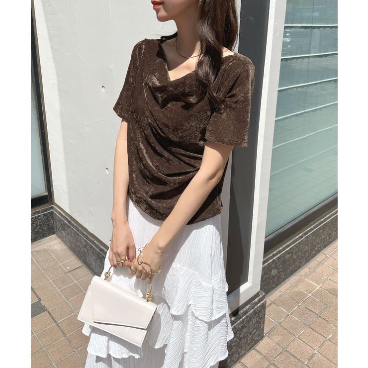 光沢シアーで大人の色気。ドレープシアーベロア半袖Tシャツ | futier land | 詳細画像18 