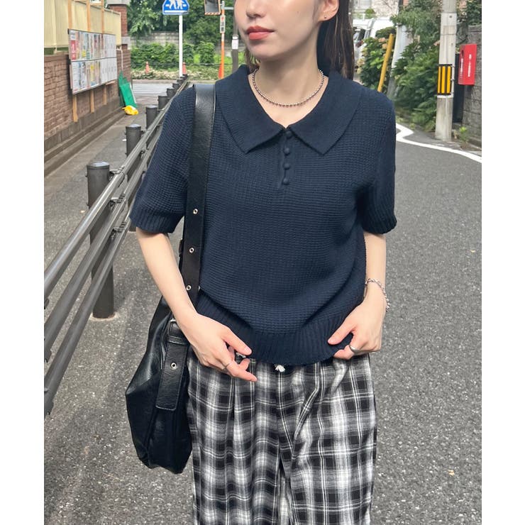 《ABYSアビス》ほんのり甘さをプラス。半袖ポロニット | futier land | 詳細画像63 