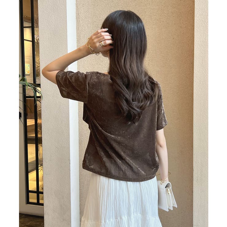 光沢シアーで大人の色気。ドレープシアーベロア半袖Tシャツ | futier land | 詳細画像22 