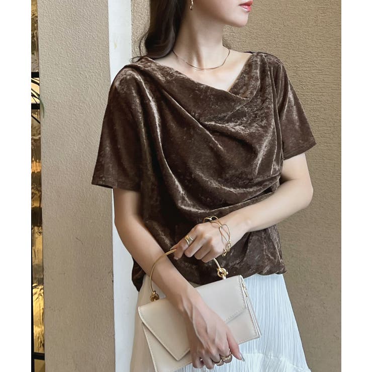 光沢シアーで大人の色気。ドレープシアーベロア半袖Tシャツ | futier land | 詳細画像20 