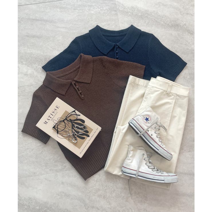 《ABYSアビス》ほんのり甘さをプラス。半袖ポロニット | futier land | 詳細画像68 