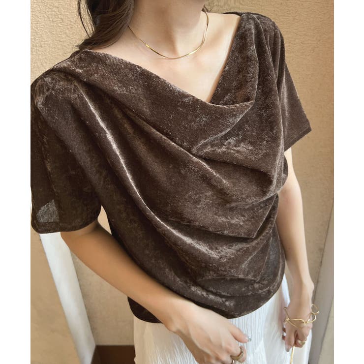 光沢シアーで大人の色気。ドレープシアーベロア半袖Tシャツ | futier land | 詳細画像21 