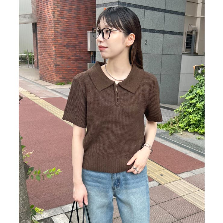 《ABYSアビス》ほんのり甘さをプラス。半袖ポロニット | futier land | 詳細画像56 