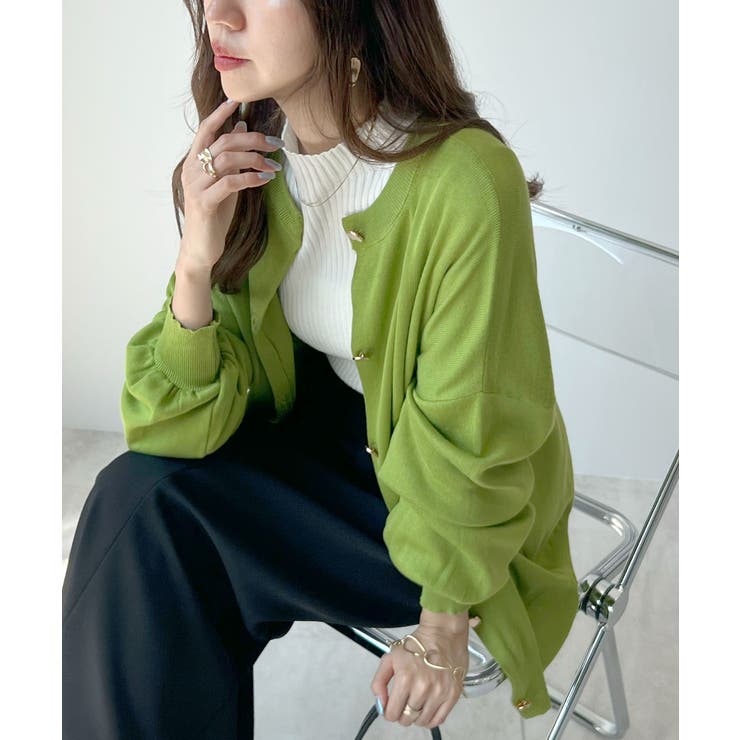 グリーン | モチっと触感！気持ちの良いモチモチBIGニットカーディガン | futier land