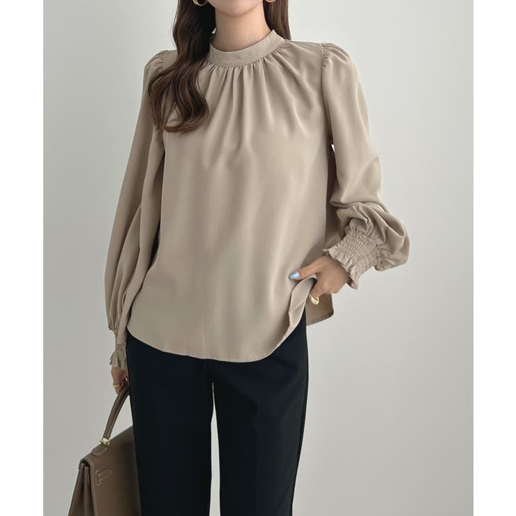 大人ブラウスの抜け感。ハイネックバルーンスリーブブラウス | futier land | 詳細画像22 