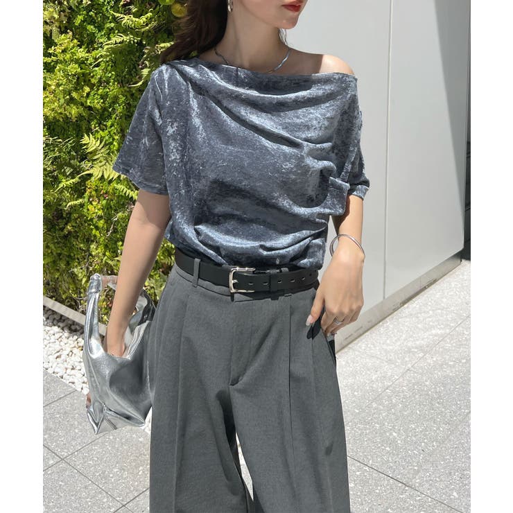 光沢シアーで大人の色気。ドレープシアーベロア半袖Tシャツ | futier land | 詳細画像25 