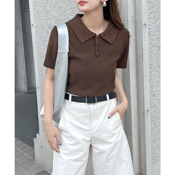 《ABYSアビス》ほんのり甘さをプラス。半袖ポロニット | futier land | 詳細画像54 