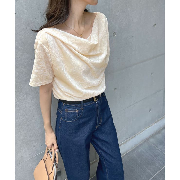 光沢シアーで大人の色気。ドレープシアーベロア半袖Tシャツ | futier land | 詳細画像13 