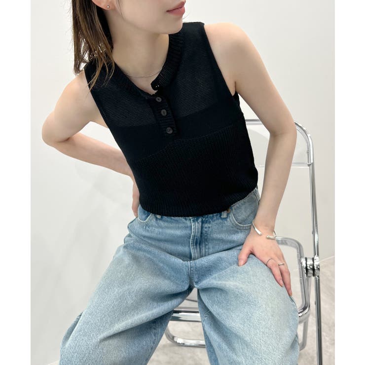 ブラック | 《ABYSアビス》ヘンリーサマーニットタンクトップ | futier land