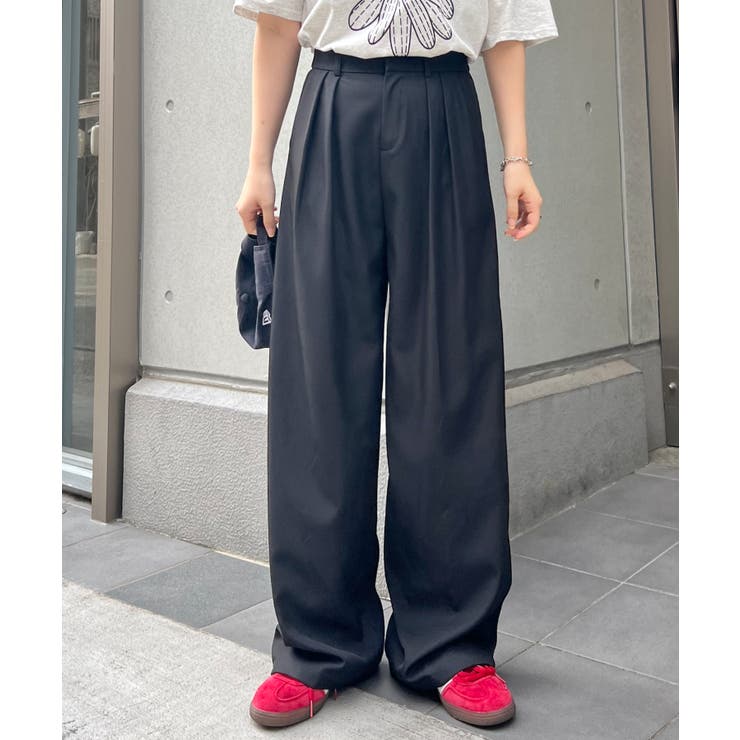 ゆるっと楽ちん。ツータックワイドストレートスラックス/ロング