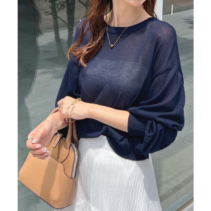 ネイビー | スタイリッシュな着こなし。コンパクトシアーカーディガン | futier land