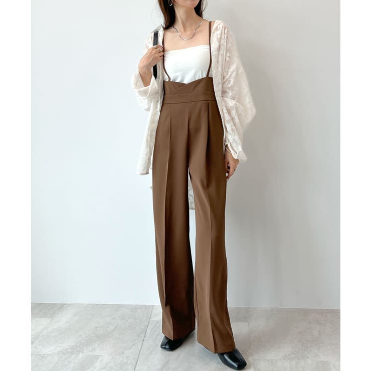 スタイルアップ効果で美脚を叶える。ハイウエストキャミサロペットスラックス | futier land | 詳細画像30 