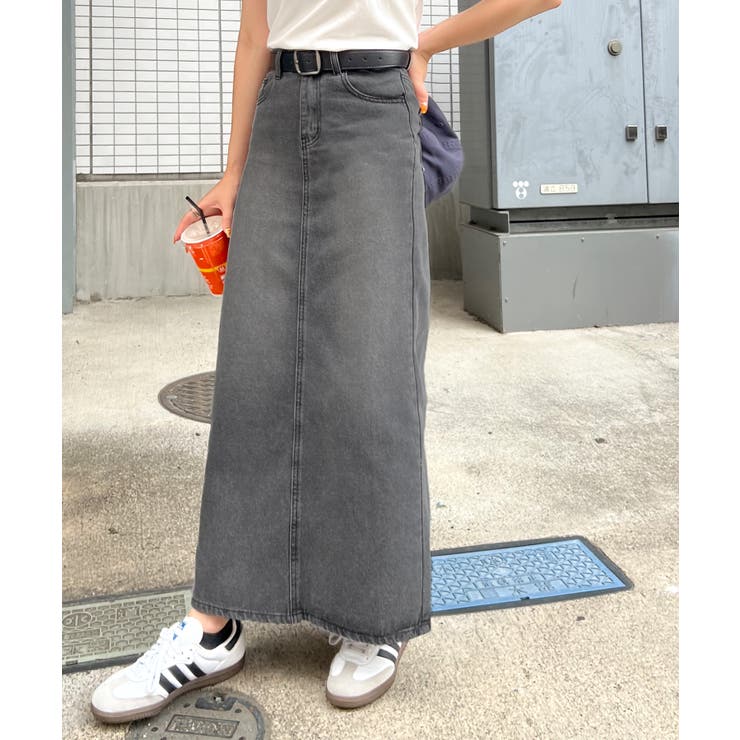 ブラック | 《ABYS》一年中活躍、万能デニム。バックスリットデニムロングスカート | futier land