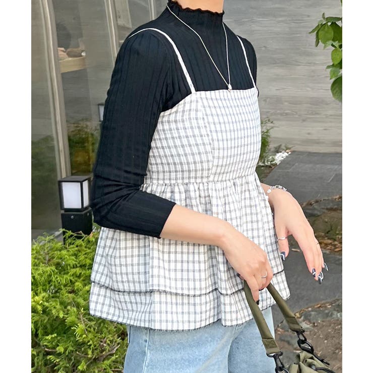 2段フリル×チェックで大人可愛い主役トップス。チェックキャミビスチェ | futier land | 詳細画像11 