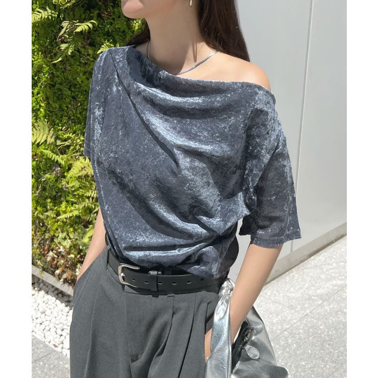 光沢シアーで大人の色気。ドレープシアーベロア半袖Tシャツ | futier land | 詳細画像27 