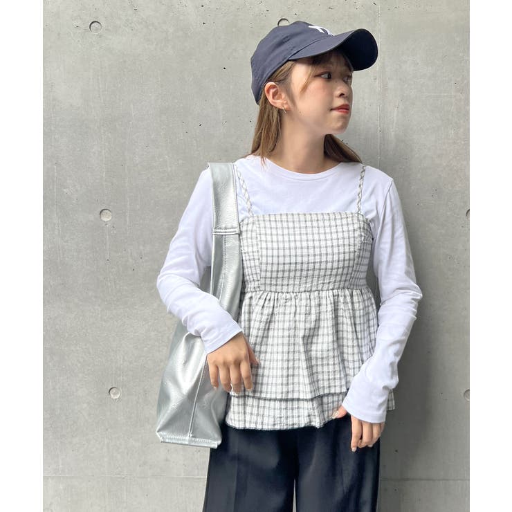 2段フリル×チェックで大人可愛い主役トップス。チェックキャミビスチェ | futier land | 詳細画像13 
