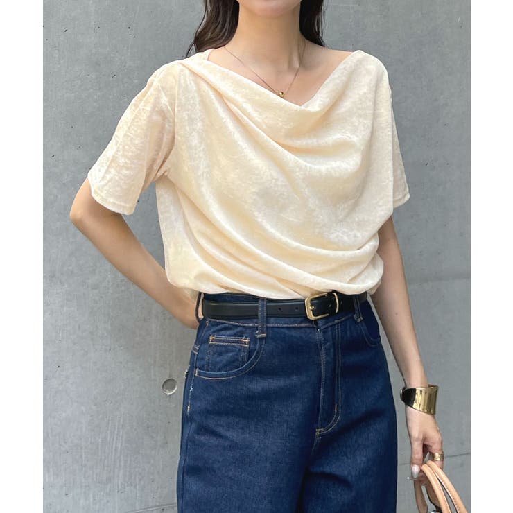 光沢シアーで大人の色気。ドレープシアーベロア半袖Tシャツ | futier land | 詳細画像14 