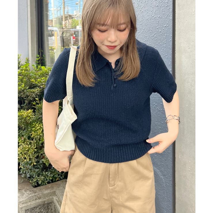 《ABYSアビス》ほんのり甘さをプラス。半袖ポロニット | futier land | 詳細画像60 