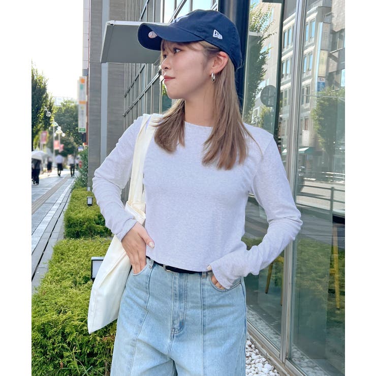 杢グレー(ショートver) | ワンポイントでさりげなく。ワンポイント刺繍クルーネックロンT | futier land