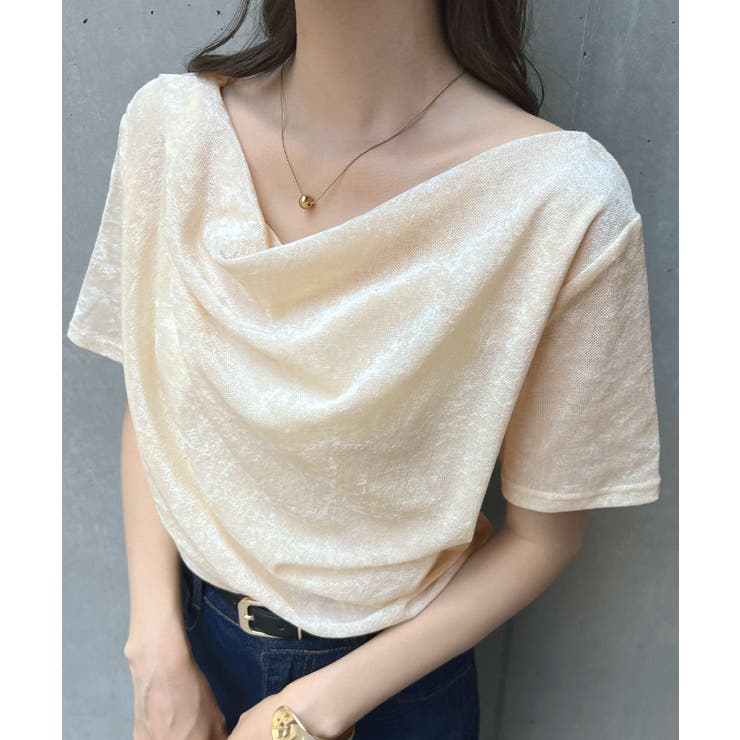 光沢シアーで大人の色気。ドレープシアーベロア半袖Tシャツ | futier land | 詳細画像12 