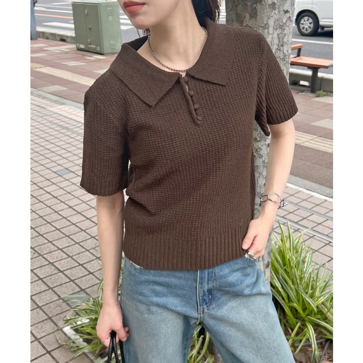 《ABYSアビス》ほんのり甘さをプラス。半袖ポロニット | futier land | 詳細画像55 