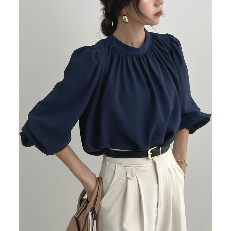 大人ブラウスの抜け感。ハイネックバルーンスリーブブラウス | futier land | 詳細画像44 