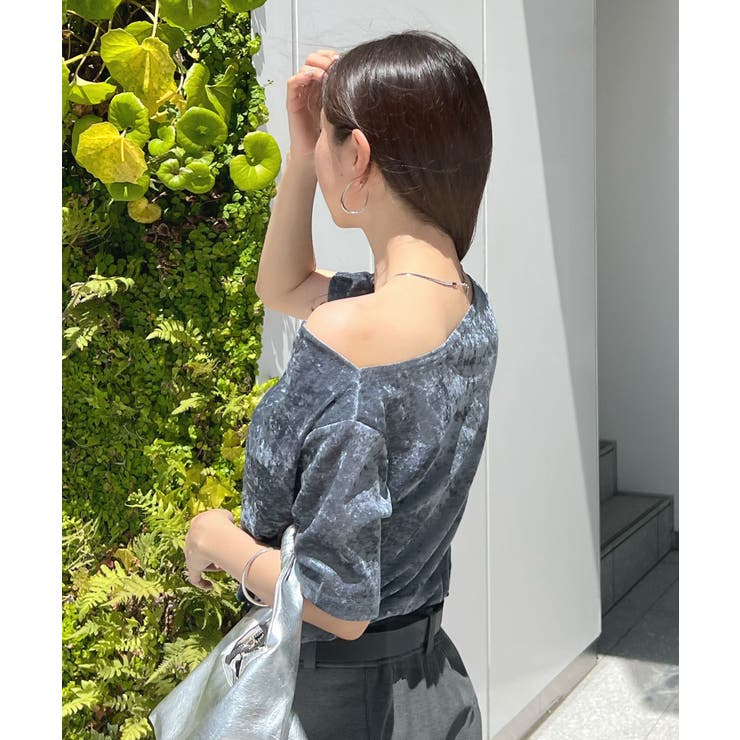 光沢シアーで大人の色気。ドレープシアーベロア半袖Tシャツ | futier land | 詳細画像24 