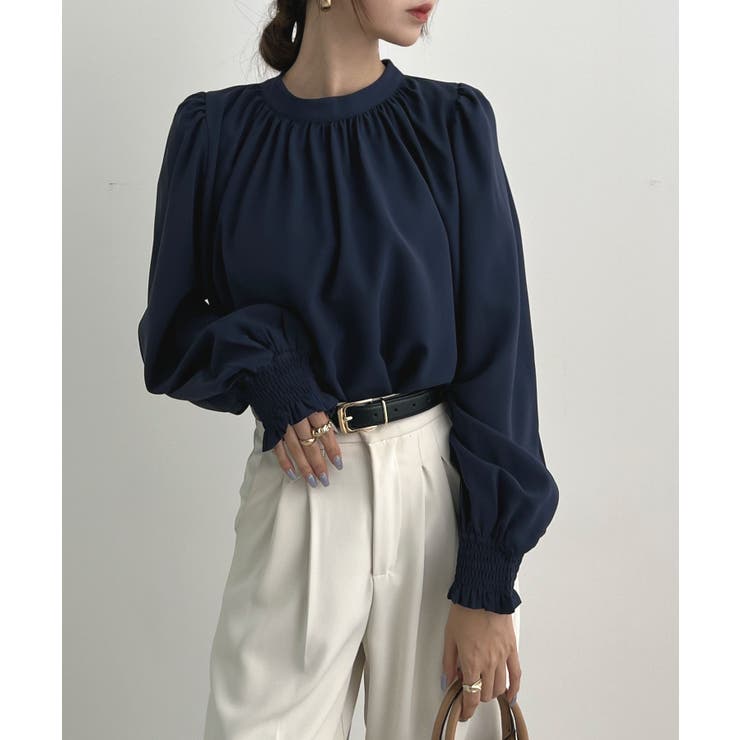 大人ブラウスの抜け感。ハイネックバルーンスリーブブラウス | futier land | 詳細画像45 