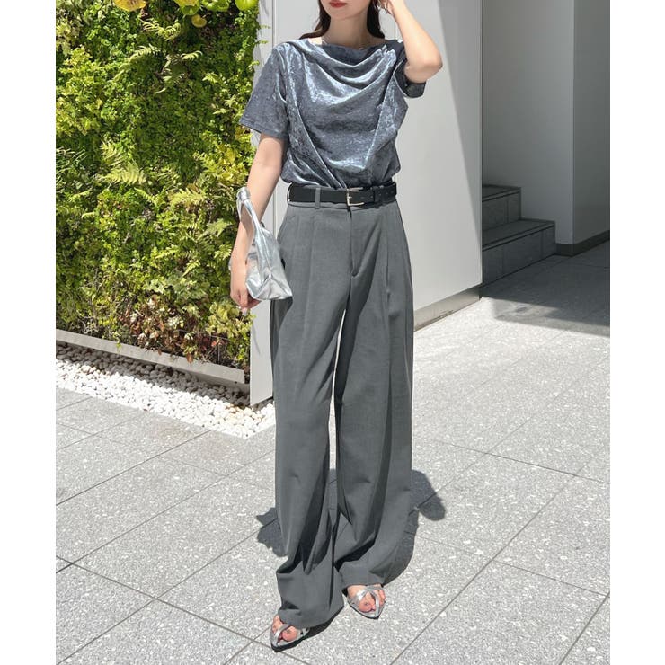 光沢シアーで大人の色気。ドレープシアーベロア半袖Tシャツ | futier land | 詳細画像26 