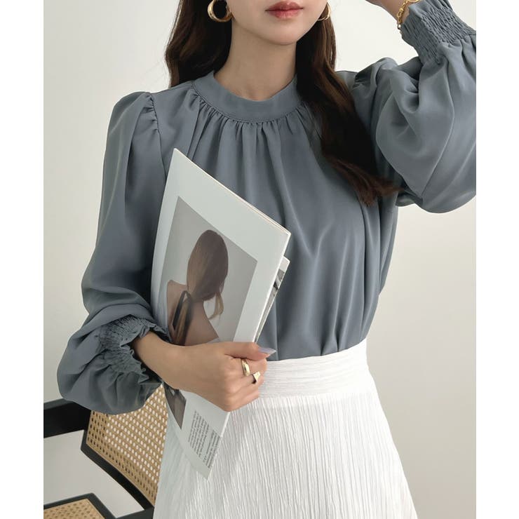 大人ブラウスの抜け感。ハイネックバルーンスリーブブラウス | futier land | 詳細画像43 