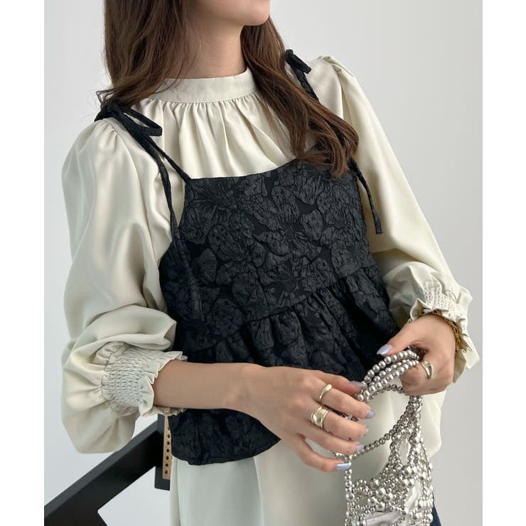 肩のリボンが映える。ジャガードフラワービスチェ | futier land | 詳細画像11 