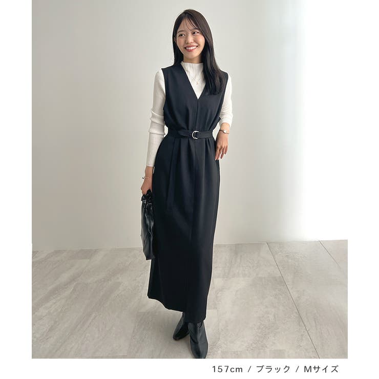 便利なベルト付き。前後2wayベルト付きロングワンピース | futier land | 詳細画像6 