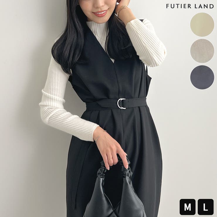 便利なベルト付き。前後2wayベルト付きロングワンピース | futier land | 詳細画像1 