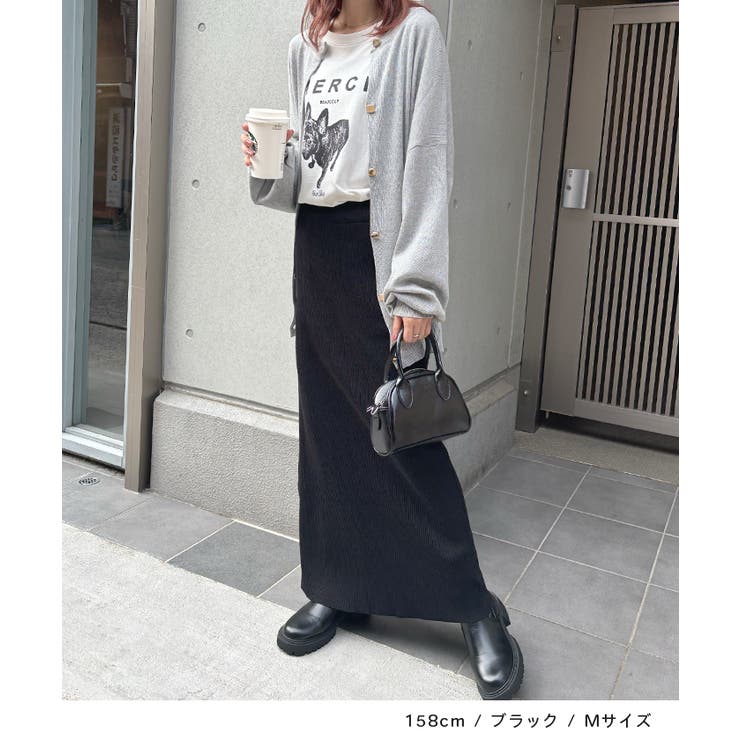 便利なポケット付き！リブロングタイトスカート | futier land | 詳細画像10 