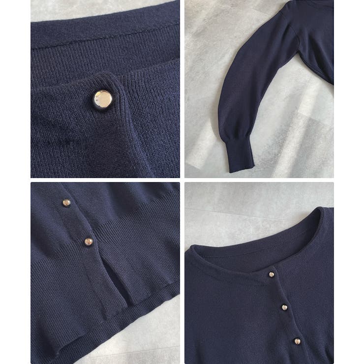 金ボタンが上品さが生まれる。ゴールドボタンラウンドネックニットカーディガン | futier land | 詳細画像12 