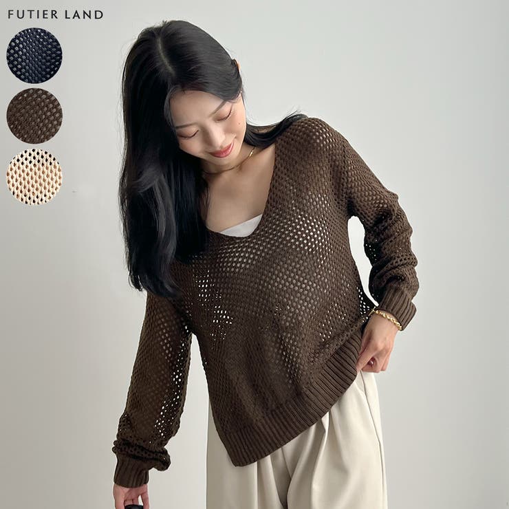 ゆるっと可愛い。透かし編みニットプルオーバー | futier land | 詳細画像1 