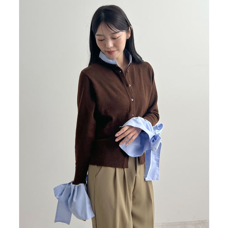 甘さと上品さの両立。ウールライクリボンシャツカーディガン | futier land | 詳細画像19 