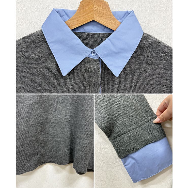 重ね着いらずで旬顔に。シャツ襟付きポロニット | futier land | 詳細画像8 