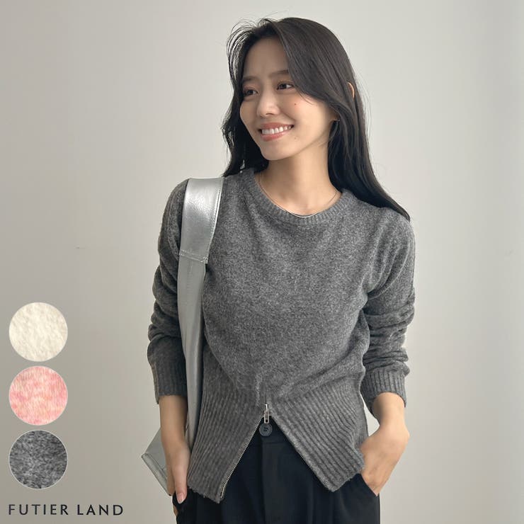 ラフに着こなす、大人カジュアル。杢ストレッチZIP付きニット | futier land | 詳細画像1 
