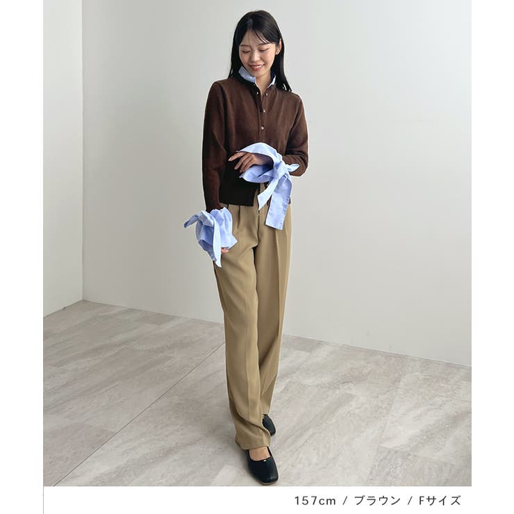 甘さと上品さの両立。ウールライクリボンシャツカーディガン | futier land | 詳細画像7 