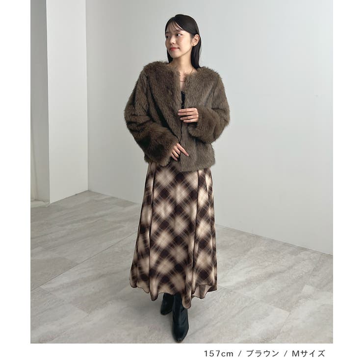 羽織るだけで華やぐ。ノーカラーファーコート | futier land | 詳細画像7 
