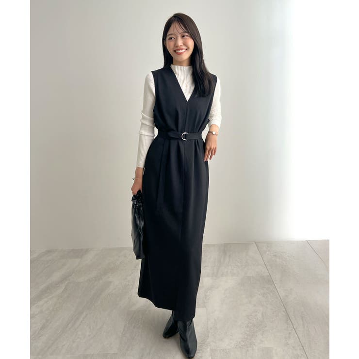 便利なベルト付き。前後2wayベルト付きロングワンピース | futier land | 詳細画像13 