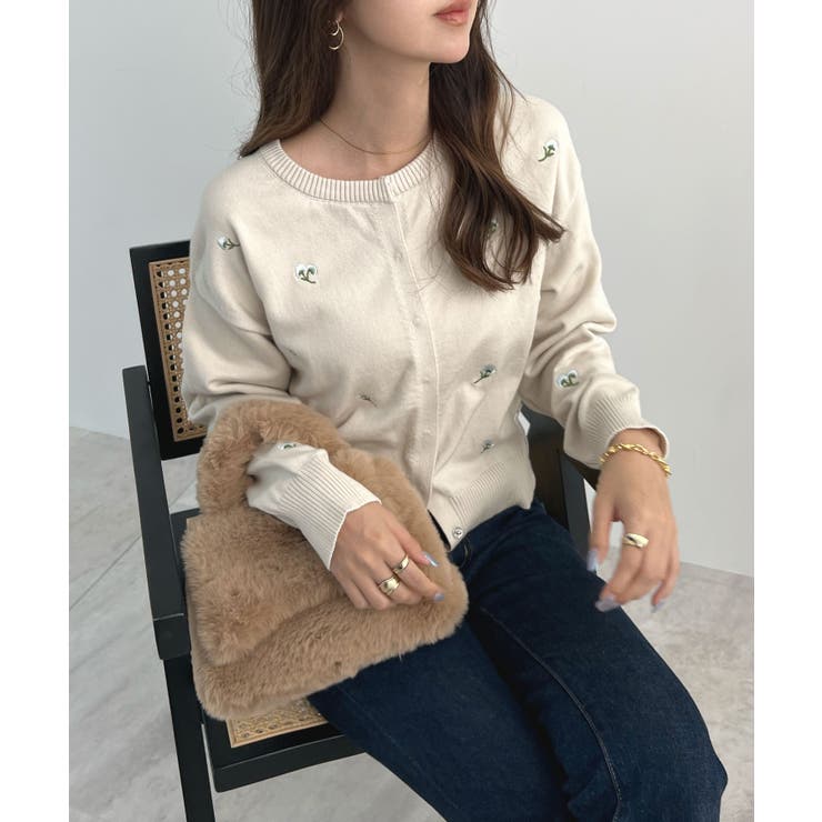 さりげない花刺繍で大人かわいく。フラワー刺繍カーディガン | futier land | 詳細画像14 