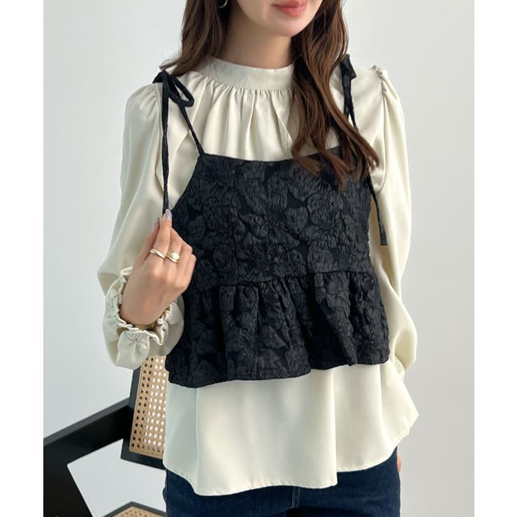 肩のリボンが映える。ジャガードフラワービスチェ | futier land | 詳細画像10 