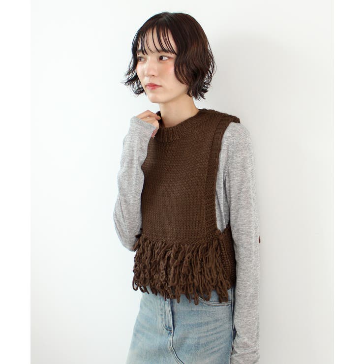 《ABYS》目を惹くコーデの主役！ローピングフリンジニットベスト | futier land | 詳細画像23 