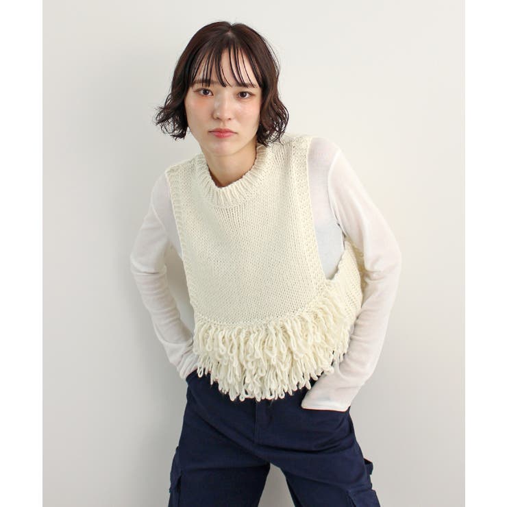 《ABYS》目を惹くコーデの主役！ローピングフリンジニットベスト | futier land | 詳細画像30 