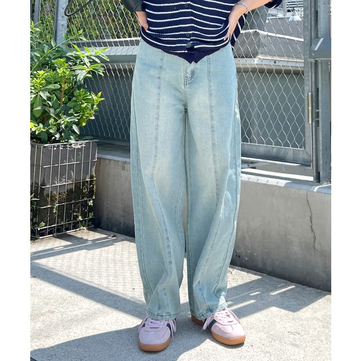 ライトブルー | 立体感のあるデニムカーブパンツ | futier land