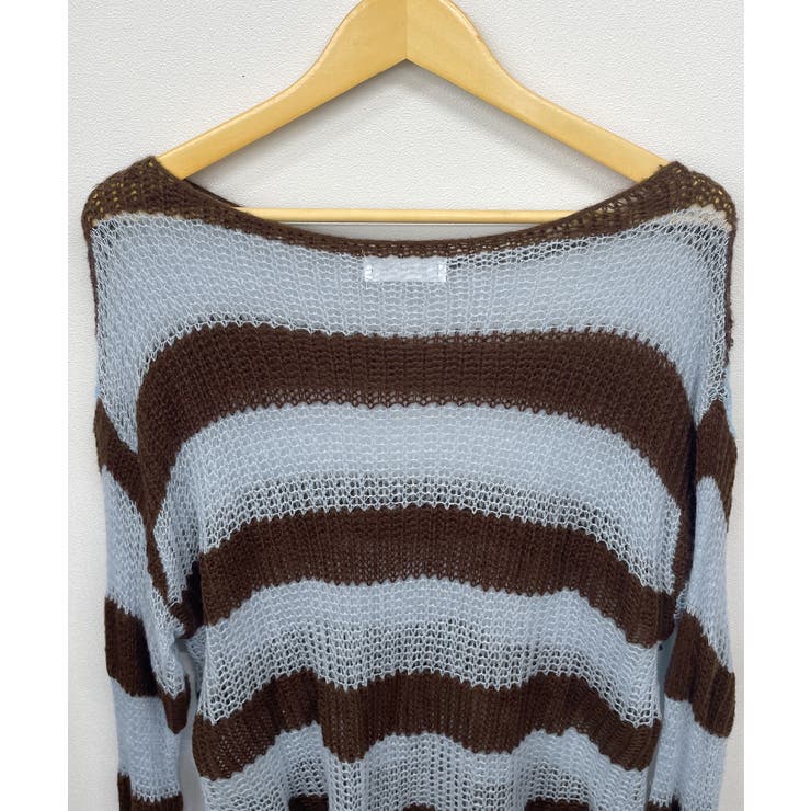 《ABYSアビス》こだわりある配色！透かし編みボーダーシアーニット | futier land | 詳細画像36 